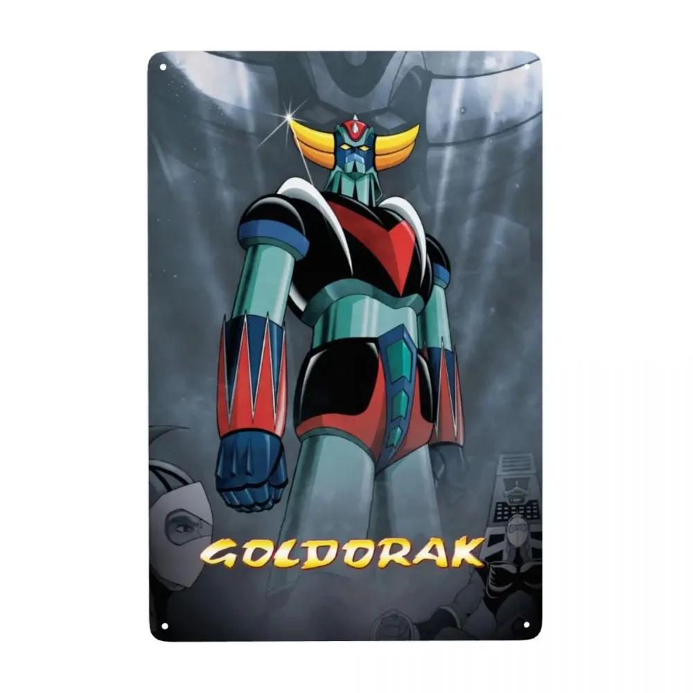 Vintage Goldorak Grendizer Metal Tin Sign Custom Anime UFO Robot Wall Art Decor for Pub Cafe Yard Rectangle Plaque