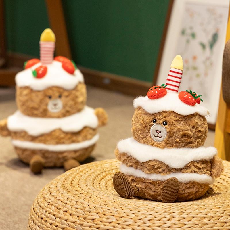 Cute Strawberry Cake Bear Modeling Plush Doll Kawaii Stuffed Animal Home Decor Birthday Gifts
