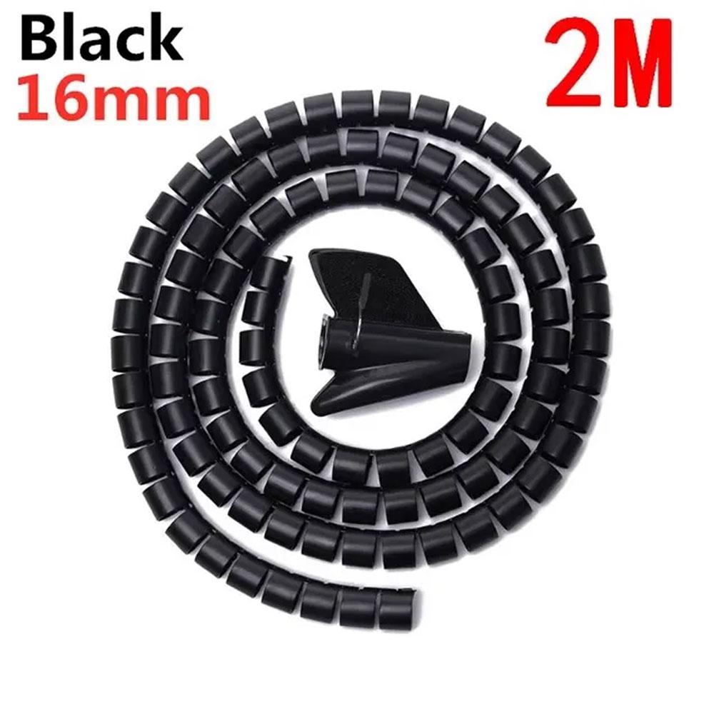 2M 16/10mm гибкий спиральный кабель, защитный кабельный органайзер, защитная трубка для компьютерного шнура, зажим для органайзера, инструменты для управления