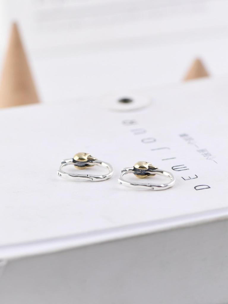 Серьги-пусеты 'Золотой Олень' из серебра 925 пробы в виде черепов – Ретро золото, модные женские