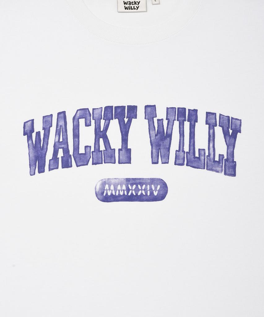 WACKY WILLY Футболка с коротким рукавом, Белая, с опечаткой в названии