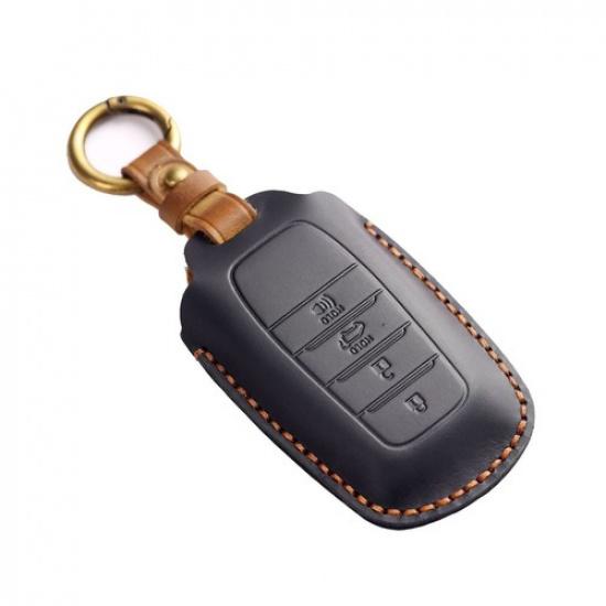 Leather Remote Key Fob Cover Case Shell Holder for Toyota Land Alphard Cruiser
