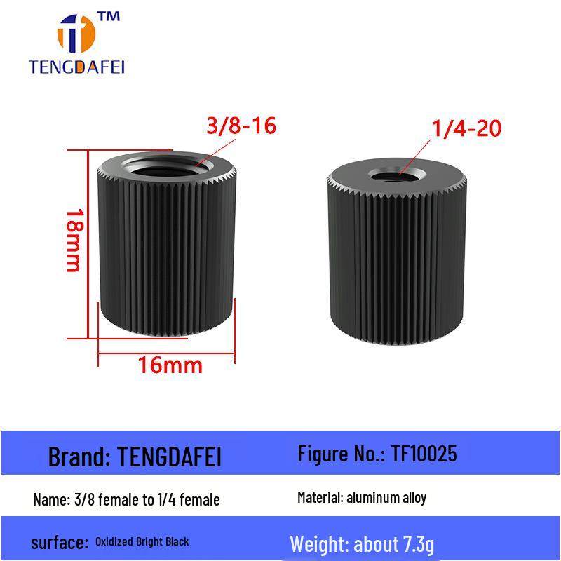 Reversible 1/4" Male To 3/8" Female Adapter for Camera Tripod Ball Head with M4-M8 Conversion Screws