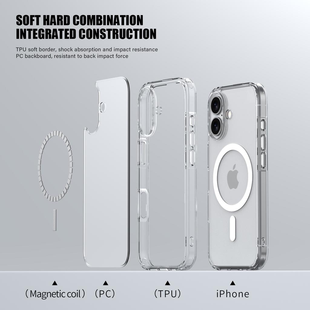 For iPhone 17 Case Compatible with MagSafe TPU+PC Clear Phone Back Cover