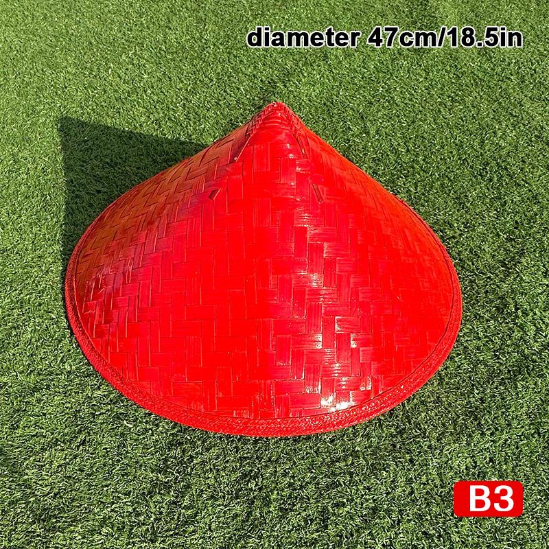 Cone Hat Retro Bamboo Rattan Fisherman Hat Handmade Weave Straw Bucket Hat Rain Dance Props Cone Sunshade Hat Plastic Bamboo Hat