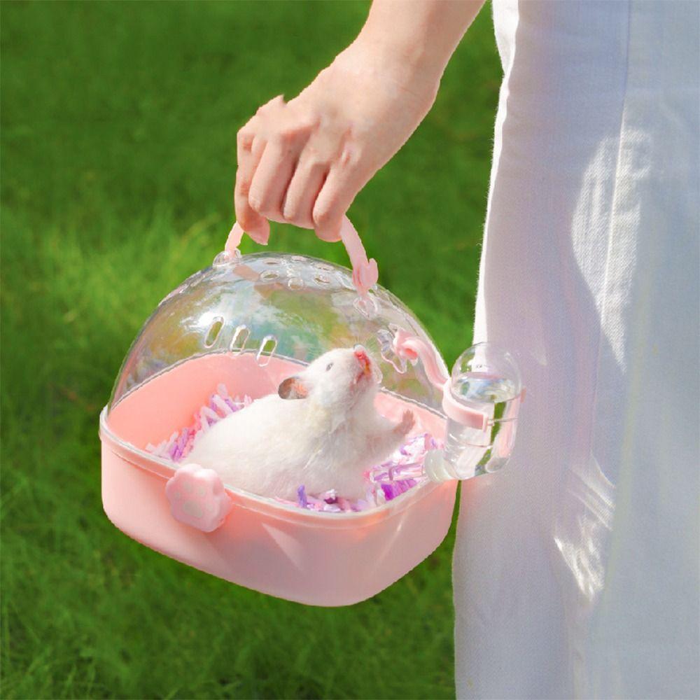 Transparent Hamster Cage Breathable Travel Pet Cage Sturdy Pet Carriers Cage Outdoor