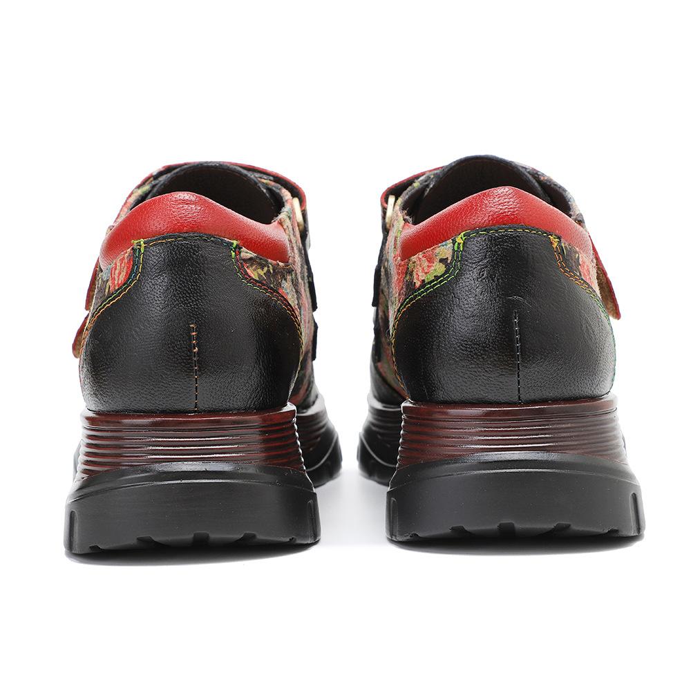 Johnature Женские туфли на плоской подошве в стиле ретро, ​​удобные повседневные туфли на платформе с круглым носком и лоскутным принтом из натуральной кожи