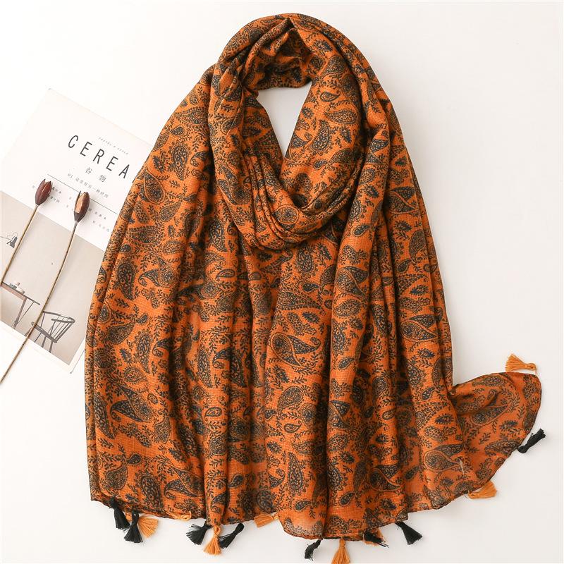 Женский Испанский Модный Вискозный Шарф Прекрасная Шаль с Кисточками Подсолнуха Обертывание для Шеи Пашмина Стола Зимний Фуляр Буфандас Мусульманский Хиджаб