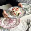 Французская ретро роза керамическая обеденная тарелка послеобеденный чай десерт торт тарелка столовая посуда