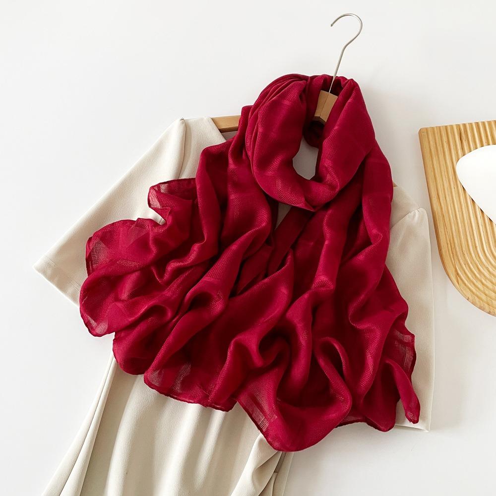 Элегантные женские шали корейские длинные шелковые шали простые роскошные шелковые шарфы женские