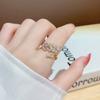 Модные Открытые Кольца в Форме Листьев Для Женщин Золотой Серебряный Цвет Хрусталь Медное Кольцо Женское Корейские Ежедневные Украшения Подарок