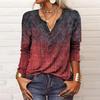 Autumn Winter Women's Long Sleeved Printed V-neck Loose T-shirt for Women