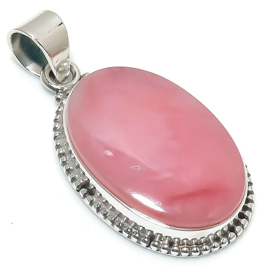 Natural Pink Opal Gemstone Handmade 925 Solid Sterling Silver Pendant 1.75" O1h63