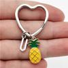 26 Letters Initial Pineapple Keychain Heart Keyring Pineapple Pendant Jewelry Fruit Charms Best Friends Keychain Gifts