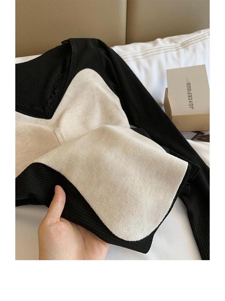 Женский бесшовный термокомплект из смеси шерсти: Теплый осенне-зимний базовый слой с утепленным верхом