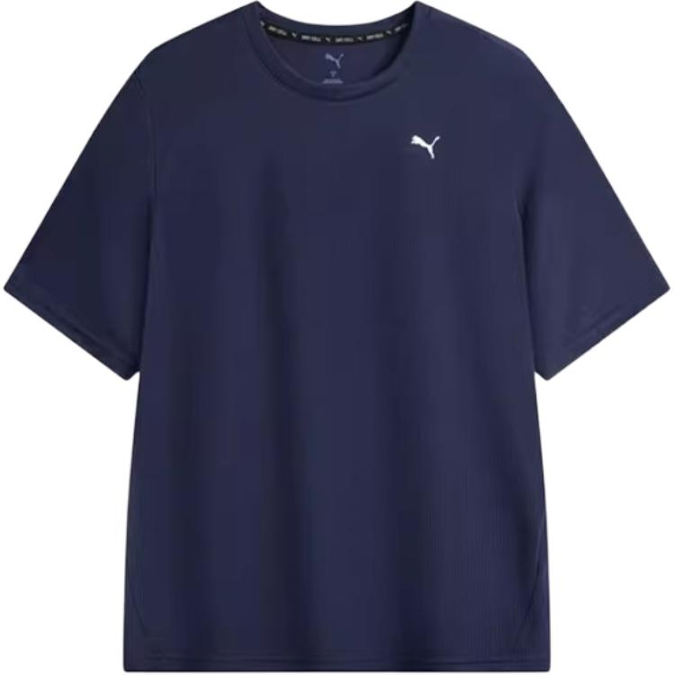 Puma Fashionable Versatile Knitted Round Neck Short Sleeve T-Shirt Unisex Tops Blue 520759-56
