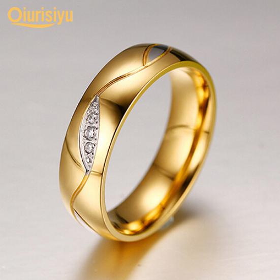 Women's Men's 18K Gold Plated Engagement Wedding Band Ring Zirconia Jewelry Gift Fashion Jewelry