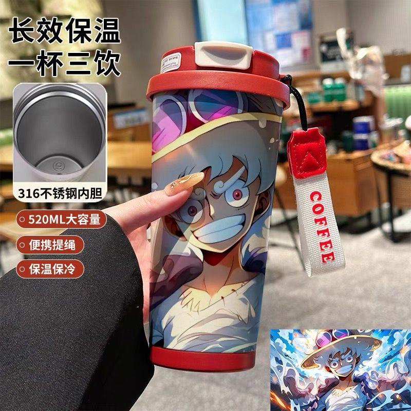 One Piece Луффи мультфильм аниме термокружка высокая ценность кружка для воды студент офисный работник портативный пищевой grade чайник подарок