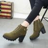 Women's Plus Size Round Toe PU Snow Boots Casual Short Tube Thick High Soled Martin Boot Belt Buckles Knight Shoes 35-42