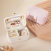 Faux Leather Jewelry Box Multiple Compartments Mini Solid Color Necklace Earrings Bracelet Storage Box Portable Mr Mrs Rings Holder Travel Jewelry
