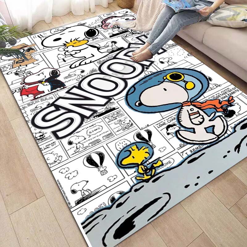 Non-slip area rug for living room with Snoopy cartoon design, soft rug for bedroom, children's playroom, sofa, home decor, doorm