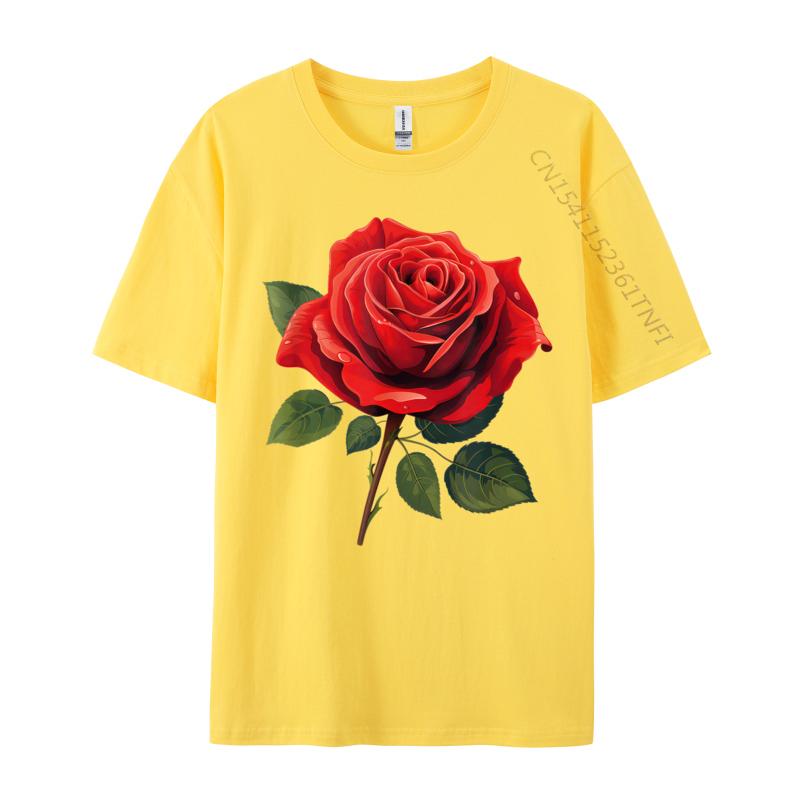 Unisex Clothing Red Rose Tees Birthday Camisa Unisex Retro Funny Camisa Unisexs TShirts Funny Tops Tees Top Quality