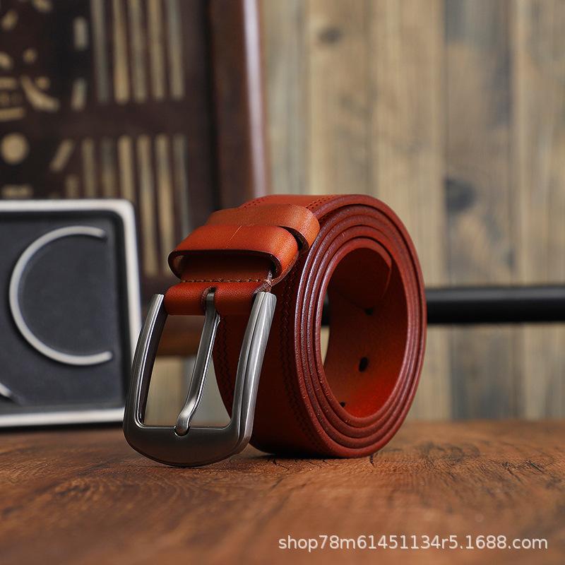 Retro Belt Leather Pin Buckle First Layer Pure Cowhide Handmade Personalized Casual Jeans Youth Versatile