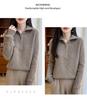 2026 Autumn/Winter Women's Pure Wool Cable Knit Half-Zip Lapel Sweater