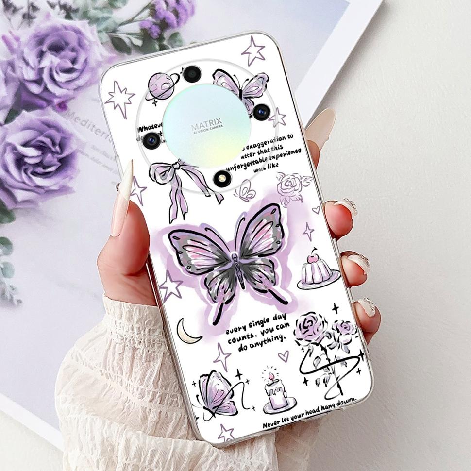 Чехол для Honor X9b 5G Цветок Бабочка Расписной Чехол Мягкий Силиконовый Корпус Для Honor X9 X9 b HonorX9b 5G Чехол для Телефона
