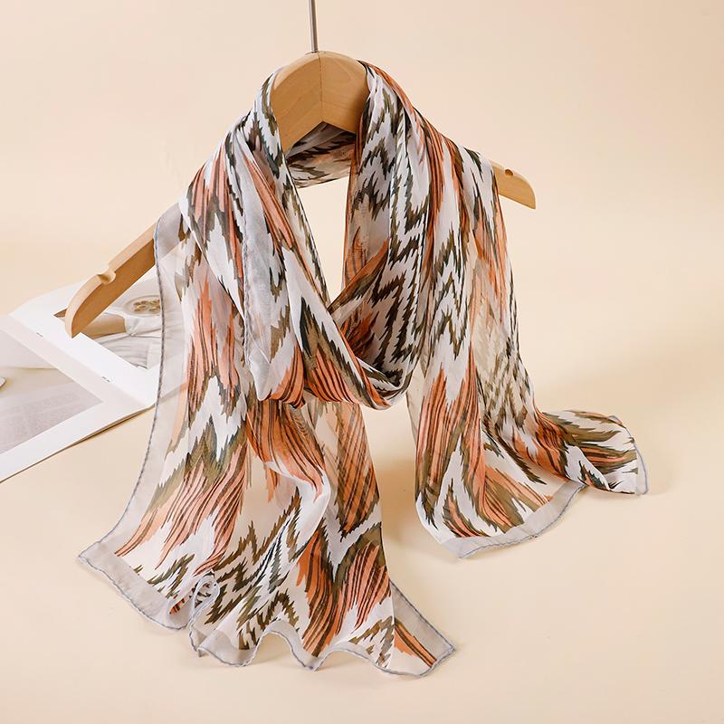 New Fashion Luxury Print Design Women Silk Scarf Shawl Elegant Headscarf Hijabs Chiffon Muslim Wrap Scarves