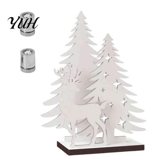 Warm Atmosphere Room Decor LED Wooden Christmas Tree Tabletop Decor, Glowing Hollow Light Up Luminous Ornaments for Holiday Party And Festive