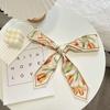 High-Grade Flower Print Long Silk Scarf Hair Band Ribbon Tied-up Hair Long Bow Vintage Satin Ribbon Hair Accessories For Women