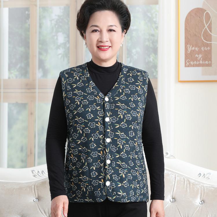 Seniors' Vest Female Grandma Autumn New Vest Jacket Mother Plus Velvet Thickened Vest Elderly Casual Clothes