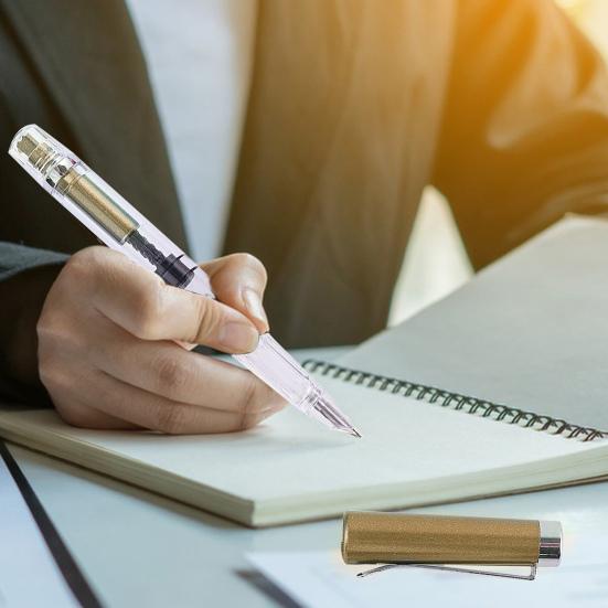 Titanium Fountain Pen High Ink Capacity Vacuum Filling Stainless Steel Fine Nib Smooth Writing Pen for Daily Writing