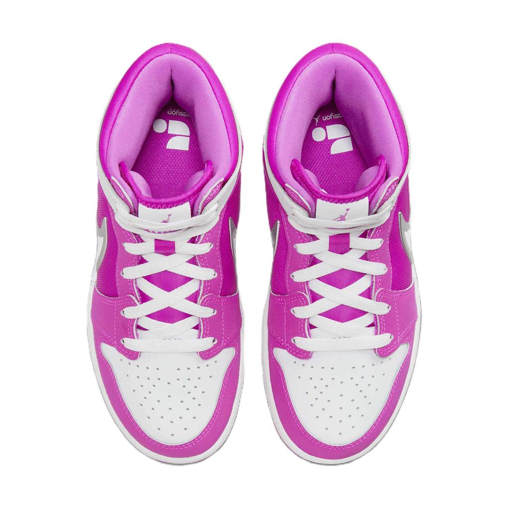 Jordan Air 1 Comfortable Versatile Non-Slip Wear-Resistant Mid-Top Kids Basketball Shoes Kids Sneaker Pink White FQ1281-601