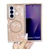 Модный магнитный чехол для телефона с градиентом из бриллиантов и узором в виде ракушки для Samsung Z Fold 7 6 5 4 3 Ремешок с лямкой Ударопрочная тонкая крышка