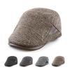 Осенне-зимняя кепка, мужская кепка вперед, сшитая из искусственной кожи, клетчатый берет, фуражка