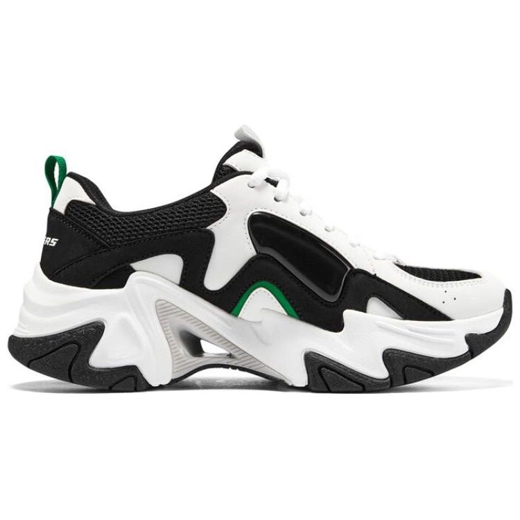 Skechers Stamina V3 Mecha Shoes Третье Поколение Синтетическая Кожа Удобные Универсальные Низкие Папины Кроссовки Женские Кроссовки Белый Черный Зеленый 896151-WGR