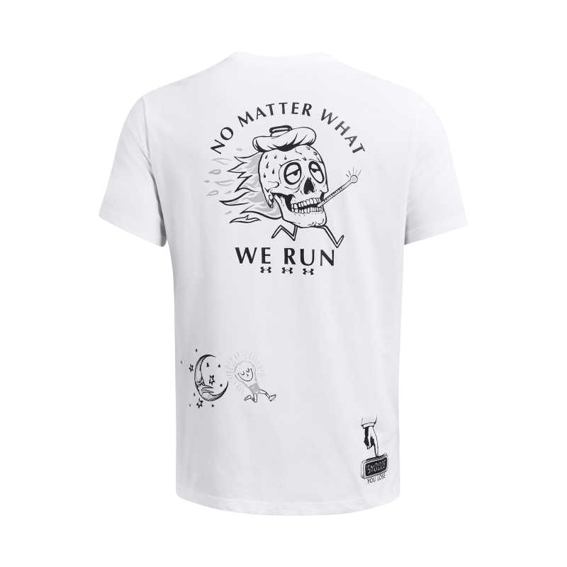 Under Armour Футболка с коротким рукавом и круглым вырезом с принтом в виде мультяшных букв, мужская, белая 1383414-100