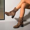 Ladies Shoes 2024 Hot Sale Ankle Women's Boots Fashion Slip-on Modern Boots Women New Plus Size Leopard Print Shoes for Women