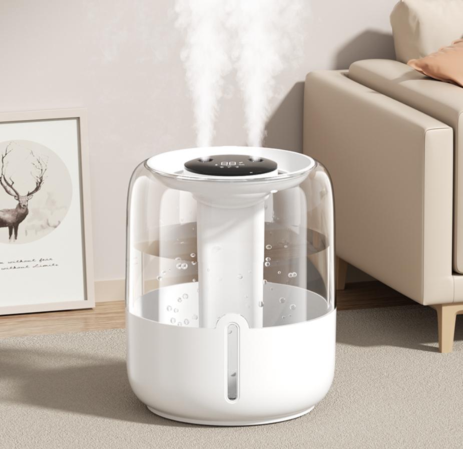 2025 New Upgraded Digital Dual Spray Humidifier Portable Large Capacity 4-liter Cold Mist Home Ambient Light Air Humidifier