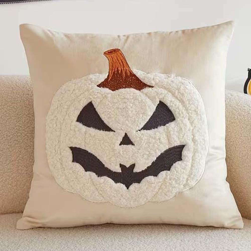 Cute Embroidery Halloween Cushion Cover Square Shape Ghost Cushion Shell Home Party