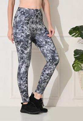 Body Smith Printed Abstract Grey High Talya Workout Gym Tights