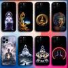 Чехол для телефона с узором в стиле буддийского искусства Для iPhone 16,15,14,13,12,11,Pro,X,XS,Max,XR,Plus,Mini Мягкий черный чехол