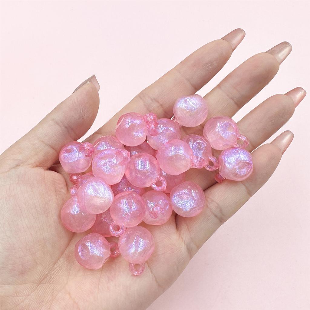 30Pcs/14.8*19.3mm With Hole Jelly Colored Round Beads Craft DIY Handmade Material DIY Beading Accessory Acrylic For Necklace Earrings Making Beads