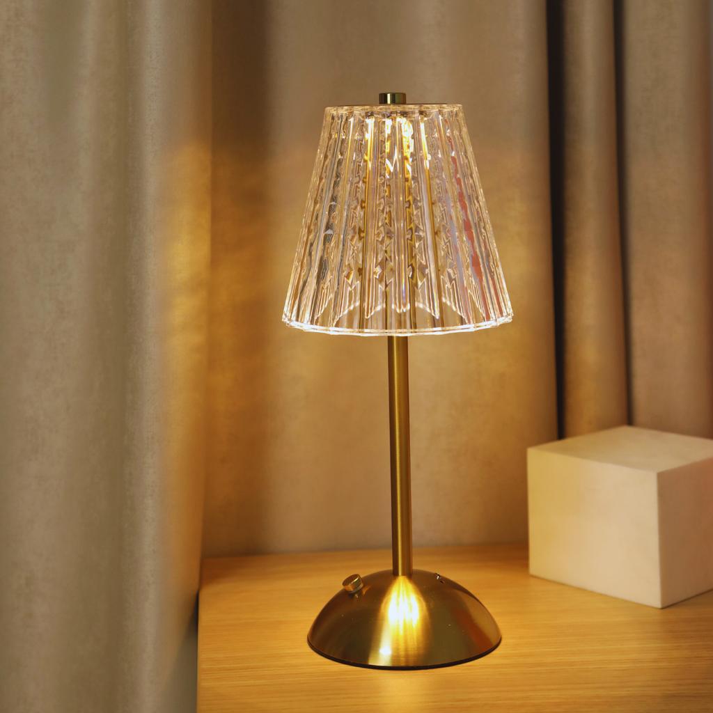 Регулируемая светодиодная хрустальная настольная лампа, сенсорное управление, регулировка трех цветов, с USB-зарядкой для домашнего декора и ночного освещения