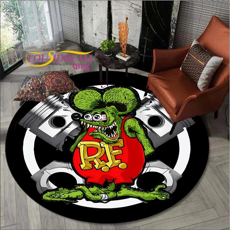 Коврик Rat Fink Ретро Круглый Декор Гостиной Манкейв Напольные Коврики для Кровати Коврик под Стул Подарки
