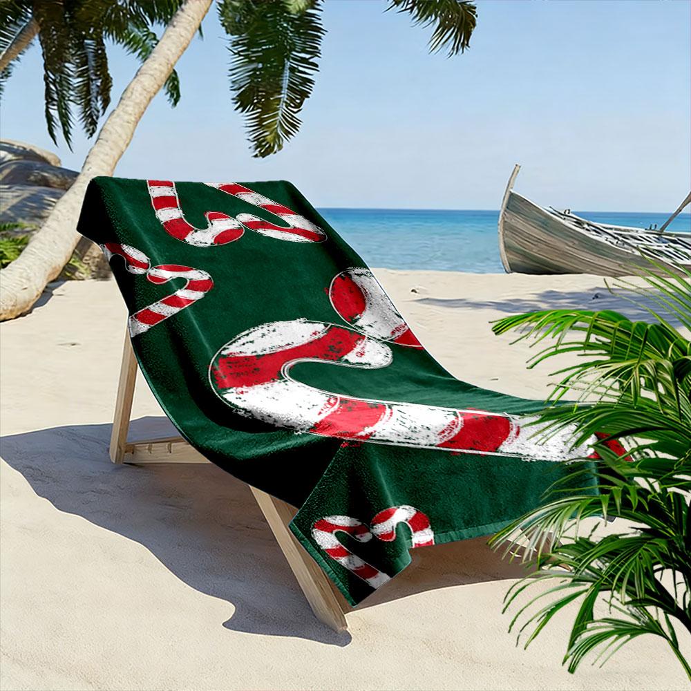 Festive candy cane harmony Print beach towel, quick drying, suitable for travel, outdoor sports, jogging, the beach and swimming, gift