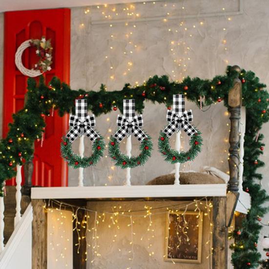 Мини рождественские венки для шкафов венки с лентами банты ягоды искусственные сосновые иголки венки для входной двери окна кухонные шкафы декор