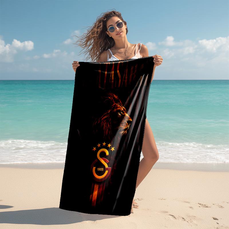 proof beach towel with Galatasaray Sk logo pattern - soft,absorbent,quick-drying,machine washable - perfect for swimming,camping,bathing